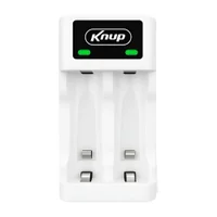 Carregador De Pilhas E Baterias Recarregáveis - Branco - Knup