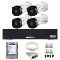 Kit 4 Câmeras Intelbras Vhl 1120 B Hdcvi Hd 720p Visão Noturna 20m Ip66 + Dvr Mhdx 1104-c + Hd 1TB