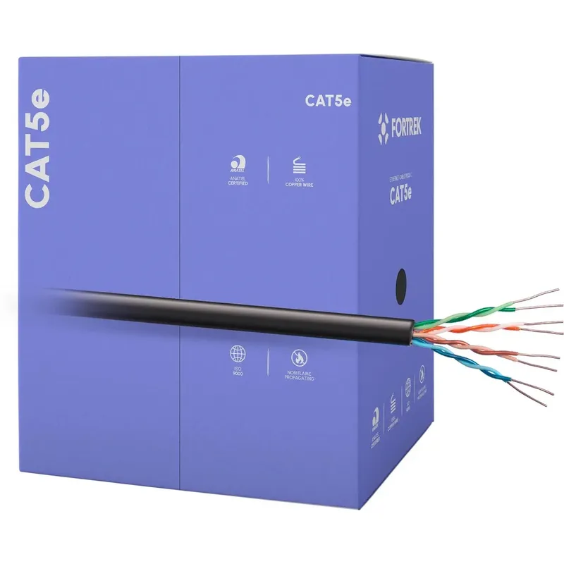 Cabo De Rede Cat5e 305m Fortrek Fk500c, Cmx Preto