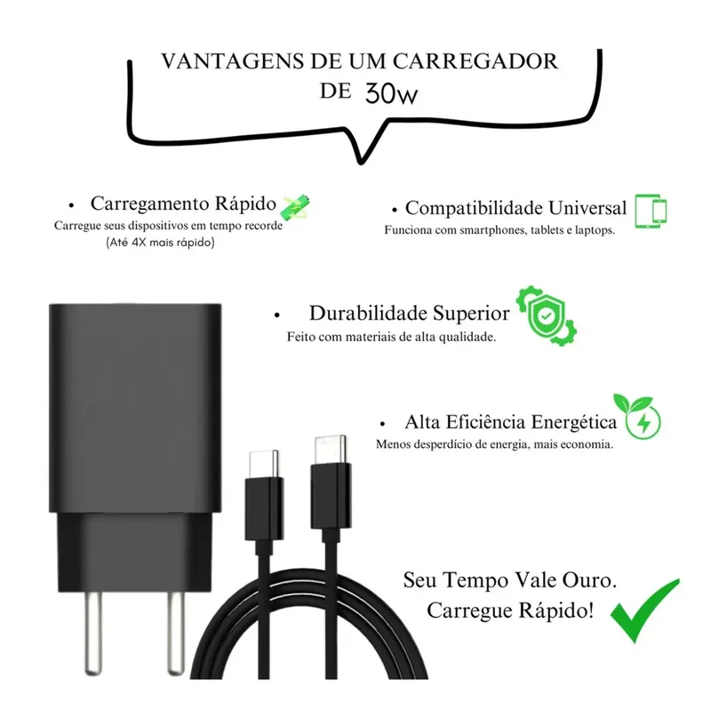 Tomada Para Celular Usb-c Carregador Turbo Preto Parede