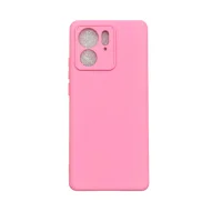 Capa Moto Edge 40 (normal) Silicone Aveludada Protege Câmera Colorida Capinha Anti Impacto Moto Edge 40:rosa Bebê