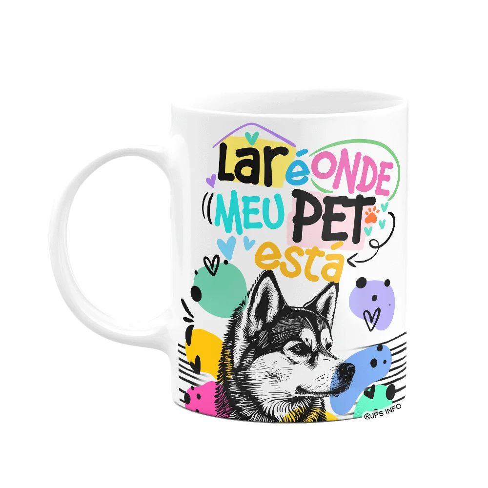Caneca Lar É Onde Meu Pet - Cachorro Husky