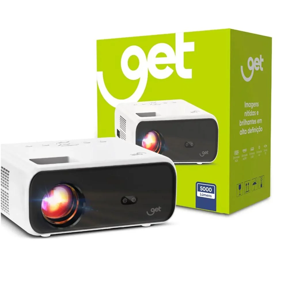 Projetor Portátil Get Vision, 5000 Lumens, Resolução Full Hd, Com HDMI, Usb E Av