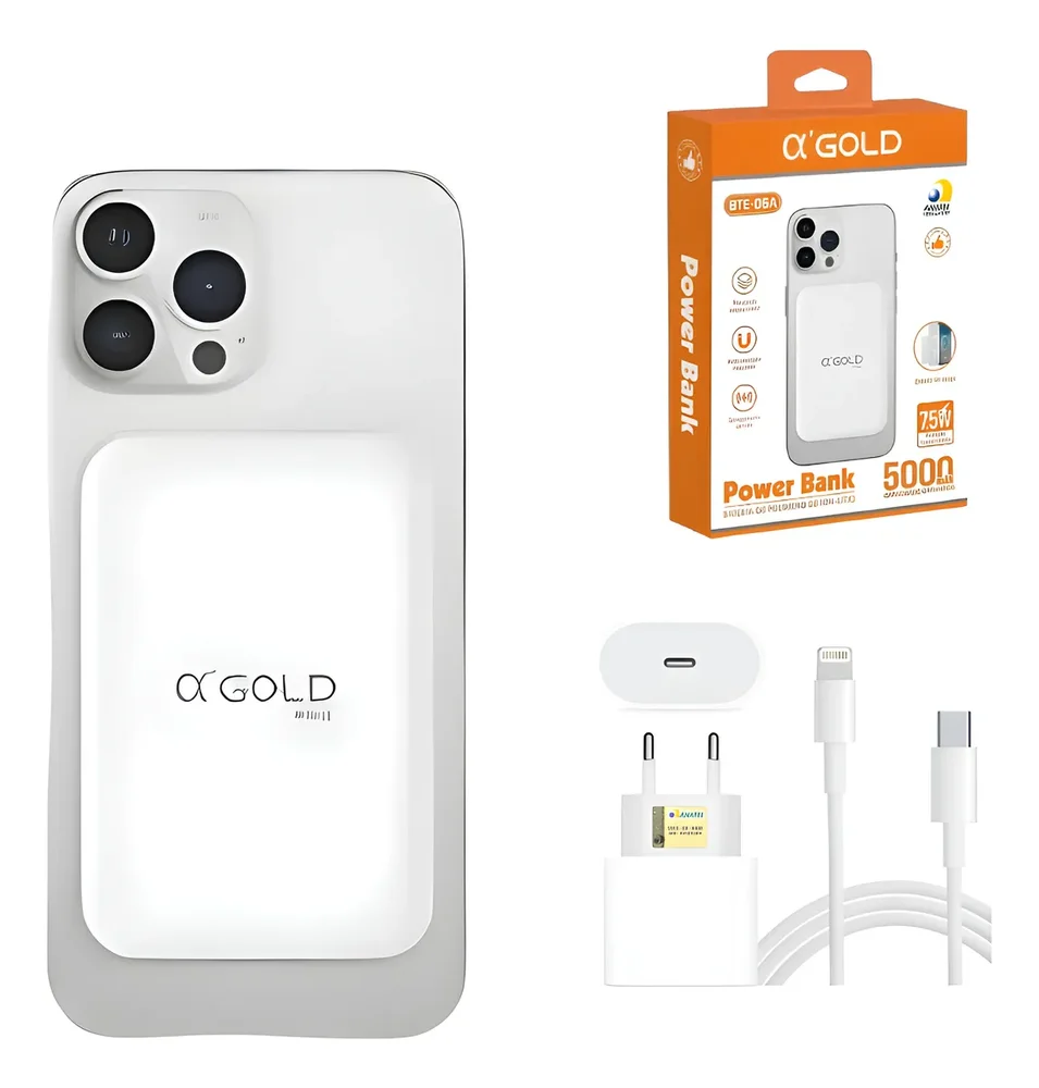 Powerbank Sem Fio Indução +carregador 30w Compatível Iphone