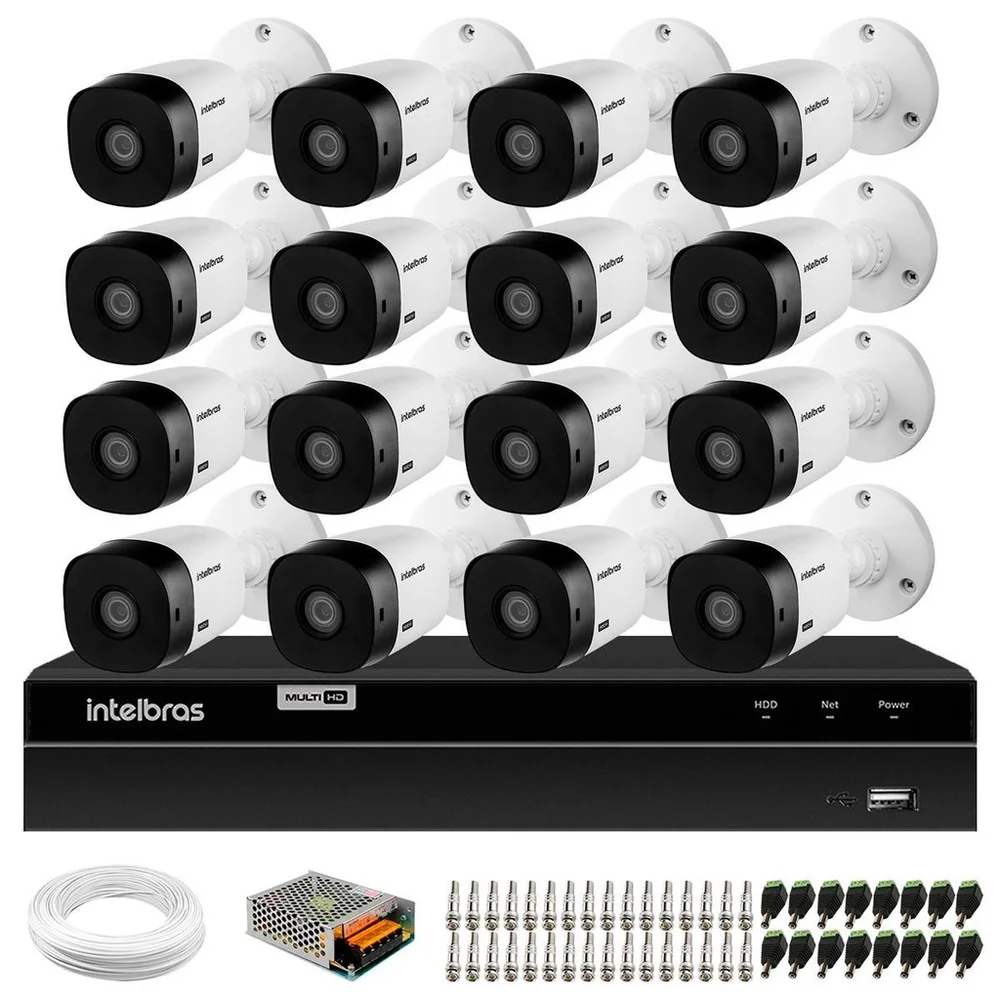Kit 16 Câmeras Intelbras Vhl 1120, D Dvr Mhdx 1216, FULL HD
