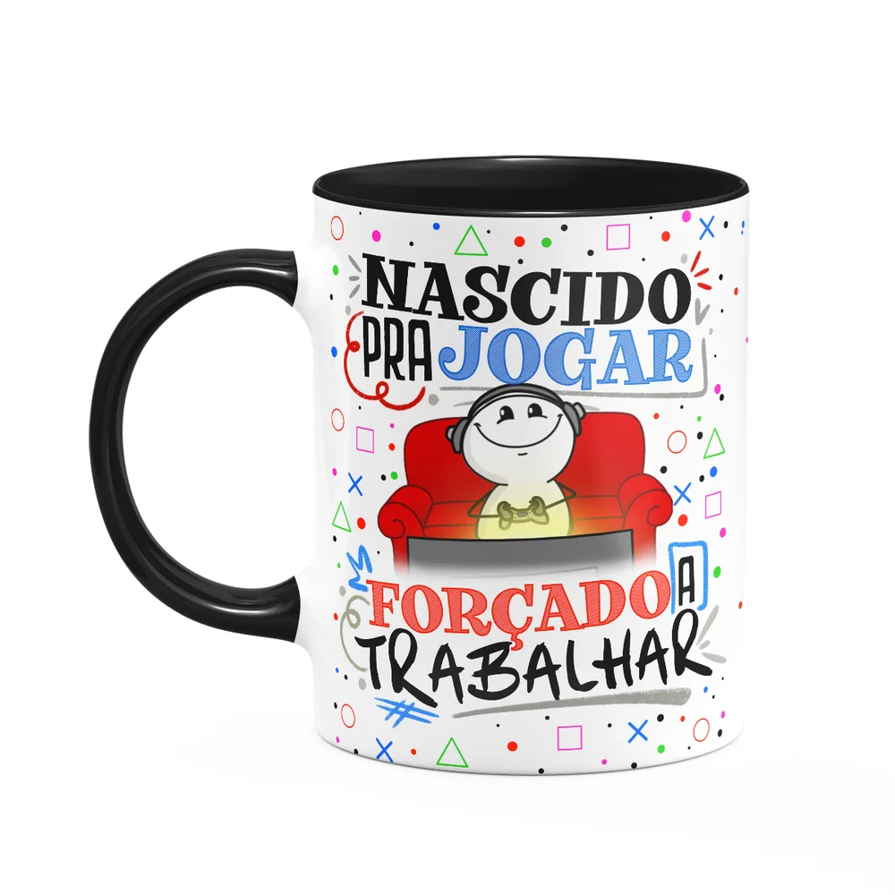 Caneca Divertida Funny Gamer - Nascido Pra Jogar Video Game