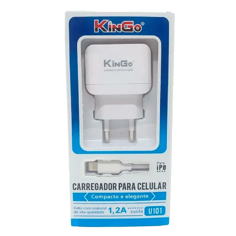 Carregador Kingo, 2,1a, Com Cabo, I8 - U201