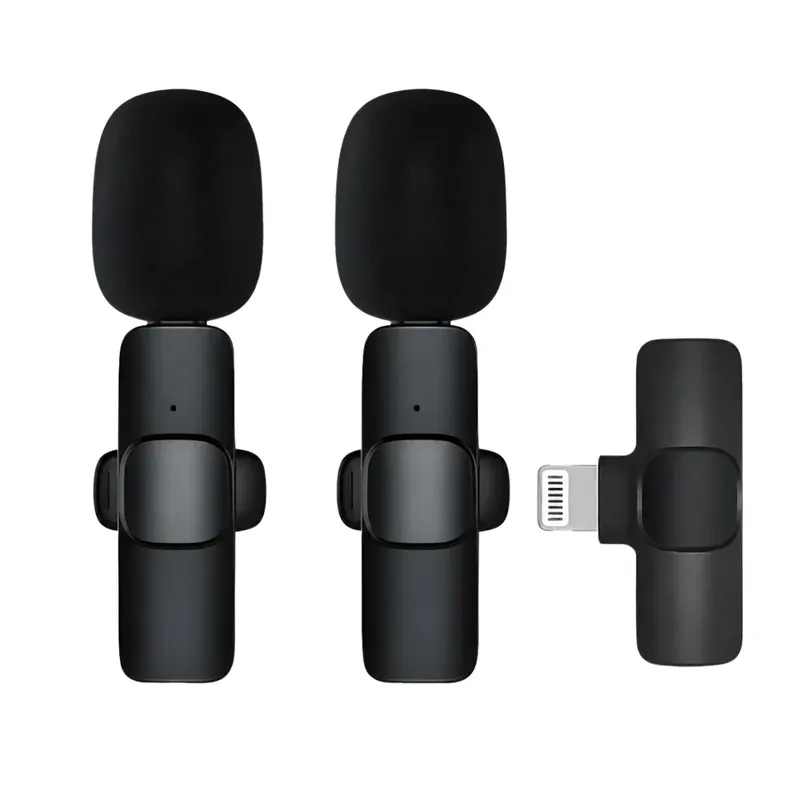 Microfone Lapela 2 Em 1 Plug Lightning Para Lives Som Hd