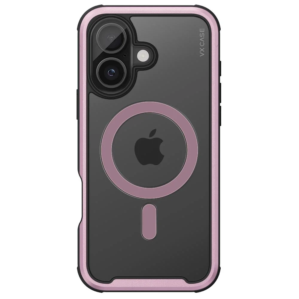 Capa Magsafe Para Iphone 16 - Transparente Com Bordas Rosa Metálico - Shield Cover Ii