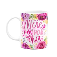 Caneca Floral Mães - Mãe 24 Horas Por Dia - 325ml M2
