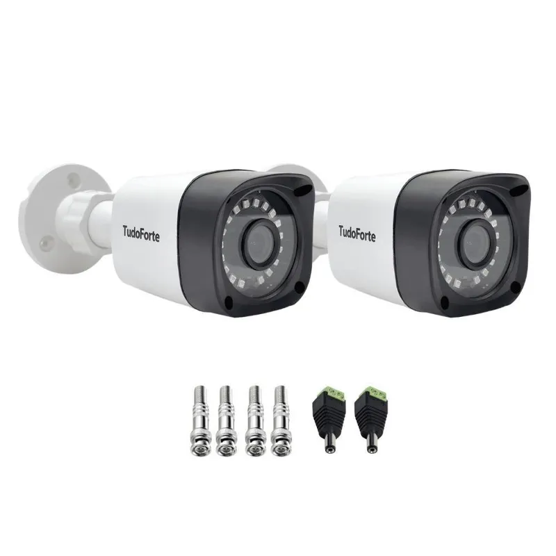 Kit 3 Câmeras Bullet, FULL HD, 1080p, Lente 2.8mm, Visão Noturna 20m, Ip66 + Conectores