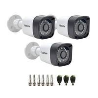 Kit 3 Câmeras Bullet, FULL HD, 1080p, Lente 2.8mm, Visão Noturna 20m, Ip66 + Conectores