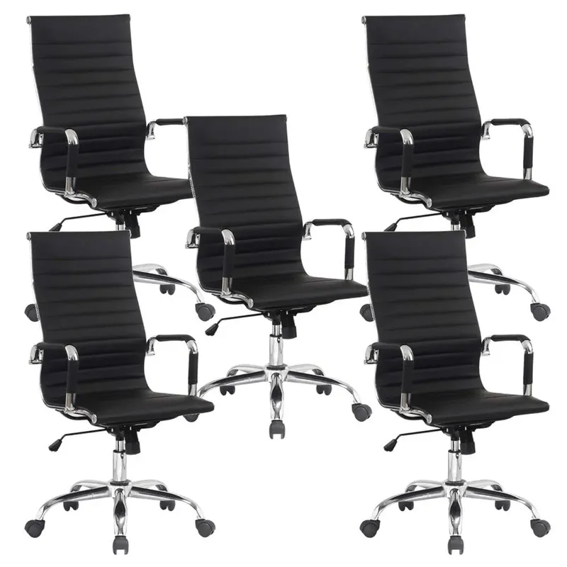 Conjunto Com 5 Cadeiras Presidente Boston Giratória Regulagem De Altura À Gás Esteirinha