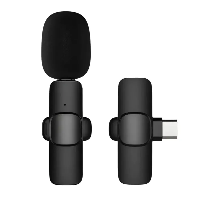 Microfone Lapela Sem Fio Usb-c Com Espuma Antivento