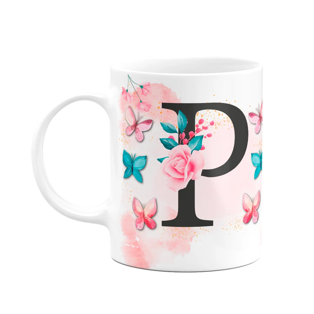 Caneca Butterfly Letra P
