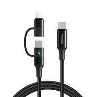 Cabo Carregador 2 Em1 Lightning E Tipo C/tipo C 60w/3a 1,2m