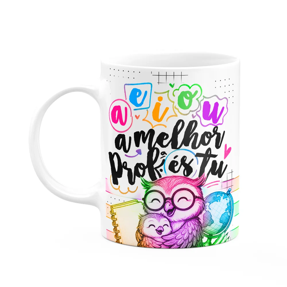 Caneca Professora Coruja - Aeiou, A Melhor És Tu! M-colors