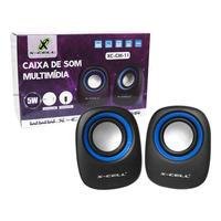 Caixa De Som Portátil X-cell 5W, USB, P2, Para PC e Notebook, Controle De Volume, Preto e Azul