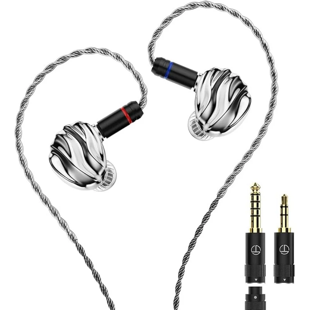 Fone De Ouvido Trn Shell In-ear Híbrido Com Drivers Dinâmicos E Planar, Bicos Intercambiáveis E Cabo Prateado