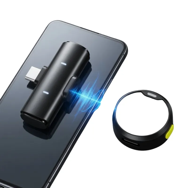 Microfone Sem Fio Usb-c Portátil Com 2 Microfones