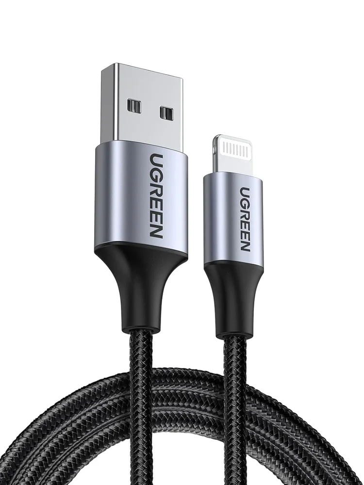 Ugreen Cabo Usb Para Lightning ( 1 Metro Nylon Trançado ) Certificação Mfi, Compatível Iphone 14 13 12 11 Pro Max Xr Xs X 8 7 Plus,