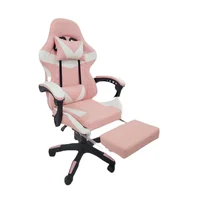 Cadeira Ergonômica Gamer Stillus Oficial Com Apoio Para Os Pés - Rosa E Branco - 1