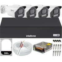 Kit 4 Câmeras 1080p Full Color C/áudio Dvr Intelbras 4ch 500gb