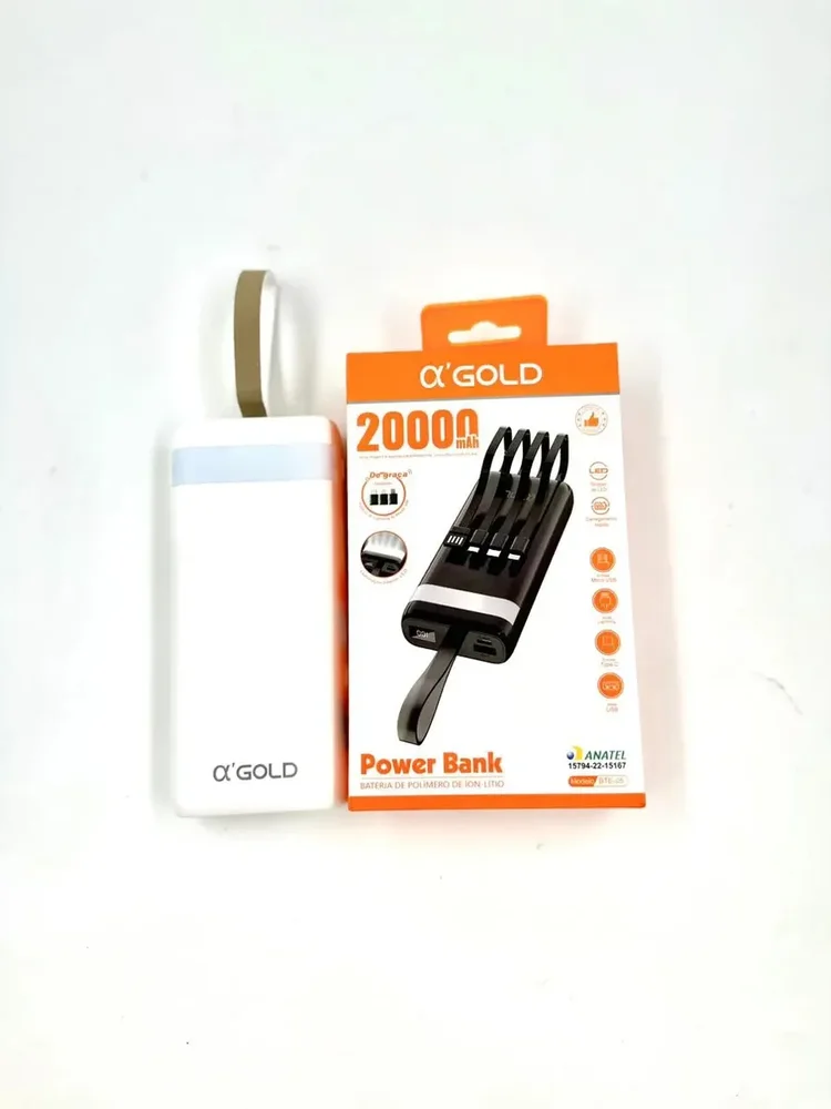 Carregador Portátil 20.000 Mah Bte-05a 4 Saídas Agold Branco