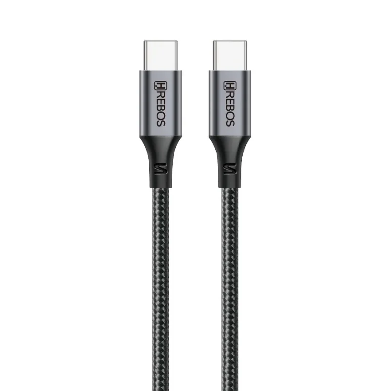 Cabo Usb-c Para Usb-c 3 Metros 100w Cb-464c Hrebos | Nylon Trançado Premium Carregamento Rápido Alta Potência