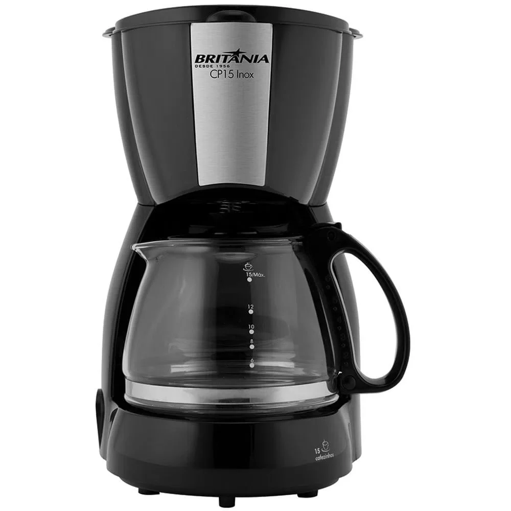Cafeteira Elétrica Britânia Cp15, Corta-Pingos, 550w, 127V, Preta/Inox