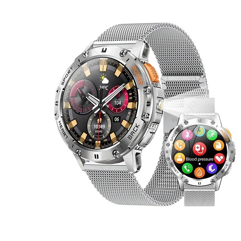 Smartwatch Lige Esportes Chamada Bluetooth À Prova D' Água Mesh Belt Silver.