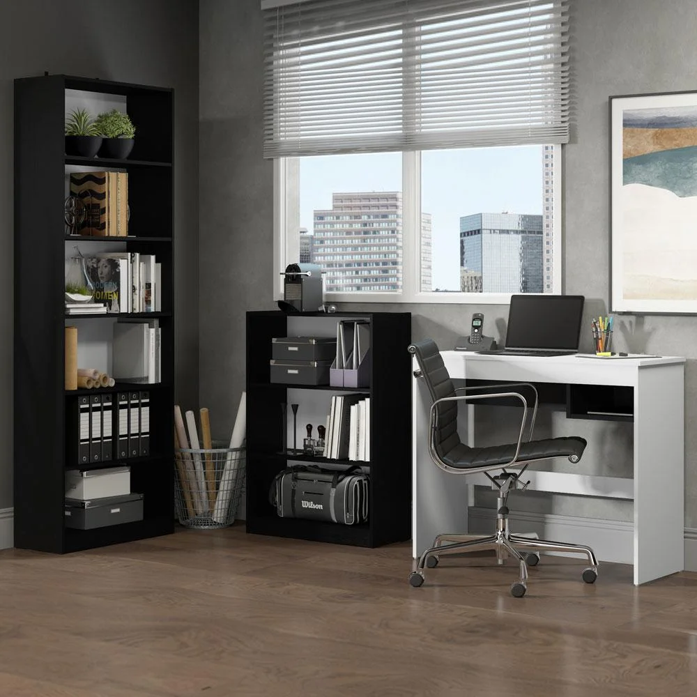 Escrivaninha Madesa Rubi + Estante 6908 + Estante 6907,Preto,branco