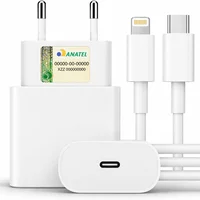 Carregador 25w Turbo Compativel C/i.phone 8 X Xr 11 12 13 14 Pro Max Fonte Usb C Homologado Cor Branca Premium