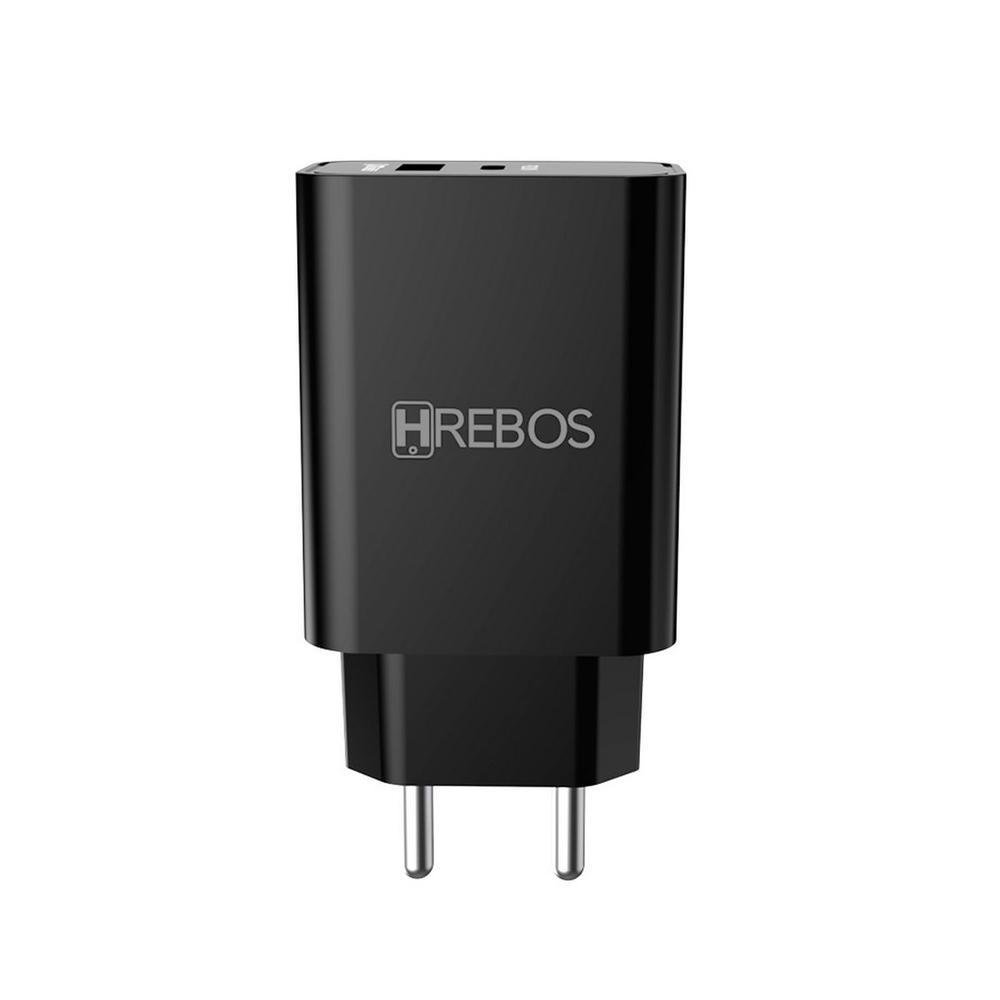 Carregador De Tomada Usb E Usb-c Para Câmeras De Ação - Hrebos Cor:preto