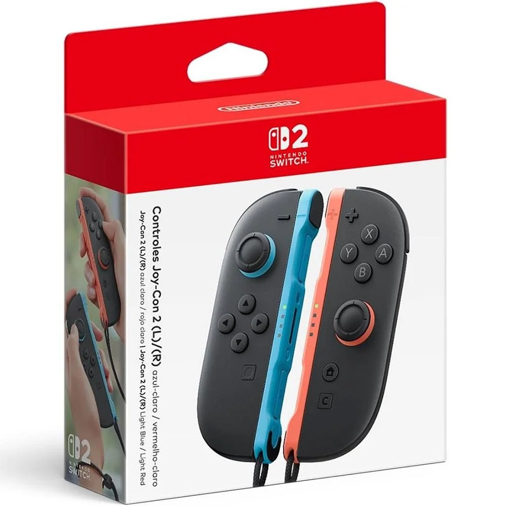 Controle Nintendo Switch 2 Joy-Con Azul Neon e Vermelh Claro