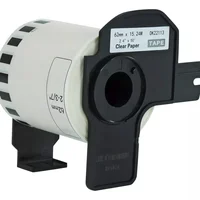 Rolo De Etiqueta Termica Compativel Brother Dk22113 - 62mmx15,24mts Continua Preto/transp