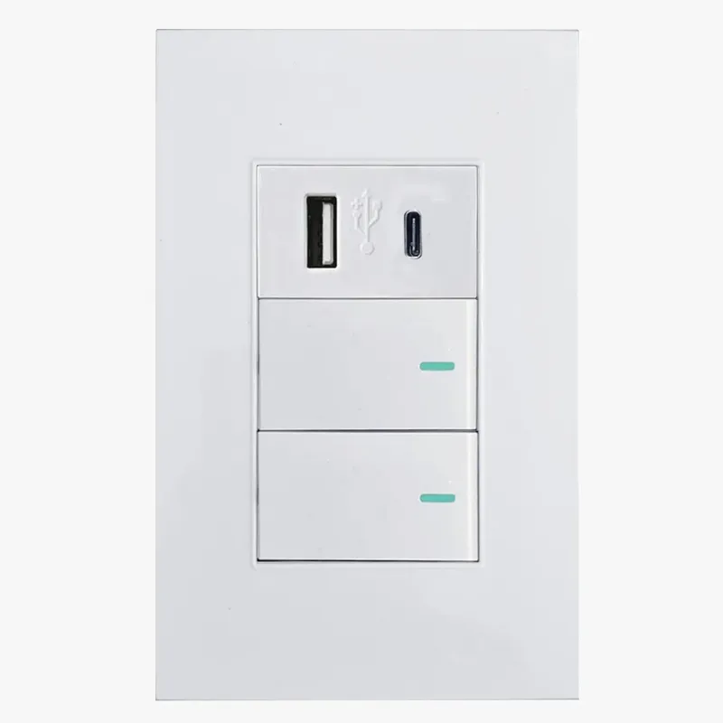Interruptor Duplo E Entrada Usb Com Entrada Tipo C, Jwcom