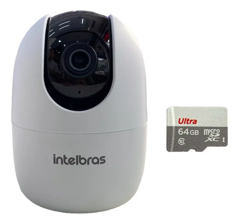 Câmera De Segurança Wifi Full Hd Im4 Intelbras + Cartão 64gb