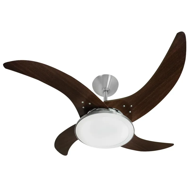 Ventilador Led Carvalho Marrom Café 4 Pás 110v