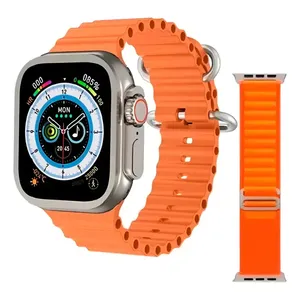 Relógio Smartwatch Hw9 Ultramax Acompanha Duas Multiiras Na Cor Laranja