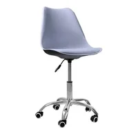 Cadeira Office Oficial Cromada com Rodízio Saarinen Cinza