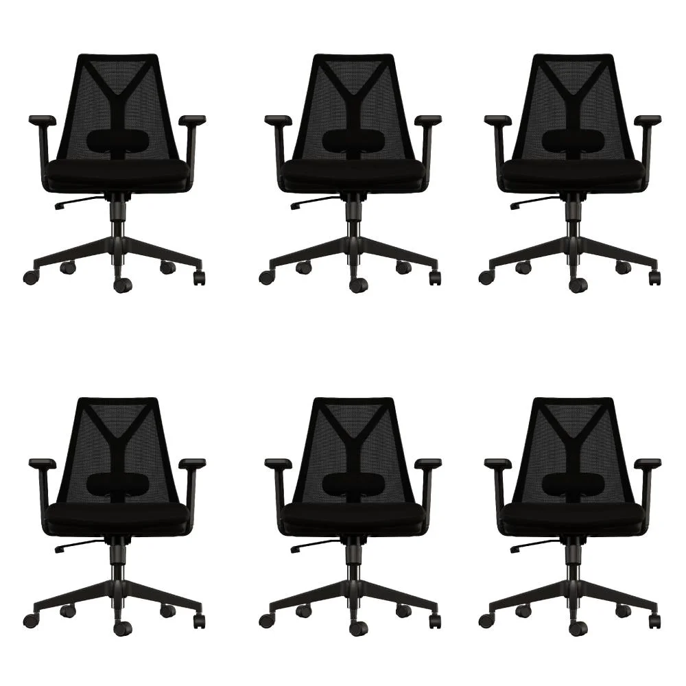 Kit 2 Cadeiras Escritório Presidente Ergonômica Nr17 Elements Apoio Lombar Preta