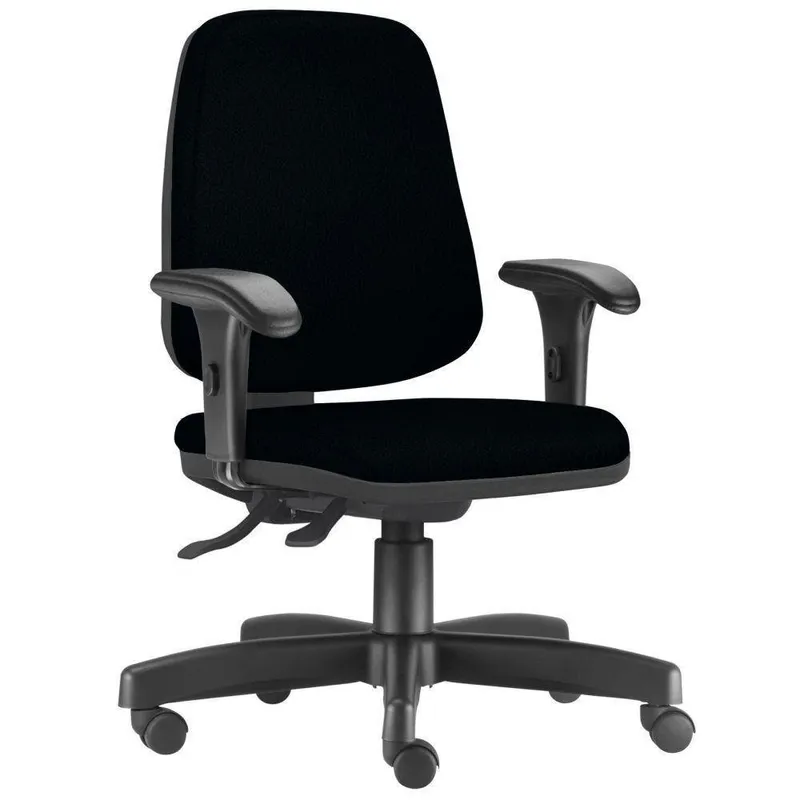 Kit - 02 Cadeiras Escritório Giratória Job L02, Executiva Ergonômica, Couro Sintético Preto - Lyam Decor