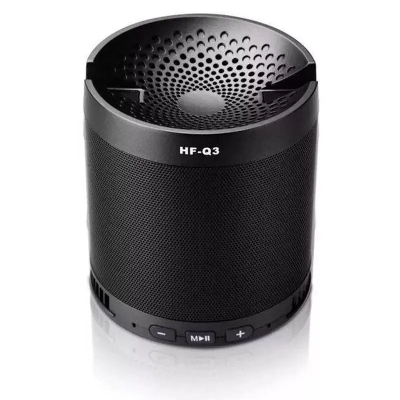 Caixa De Som Bluetooth Q3 Usb Sd Aux Com Suporte Para Celular Preto