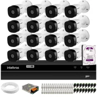 Kit 16 Câmeras Intelbras Vhl 1220 Bullet Full Hd Visão Noturna 20m Dvr 1216 16 Canais Hd 1TB Purple