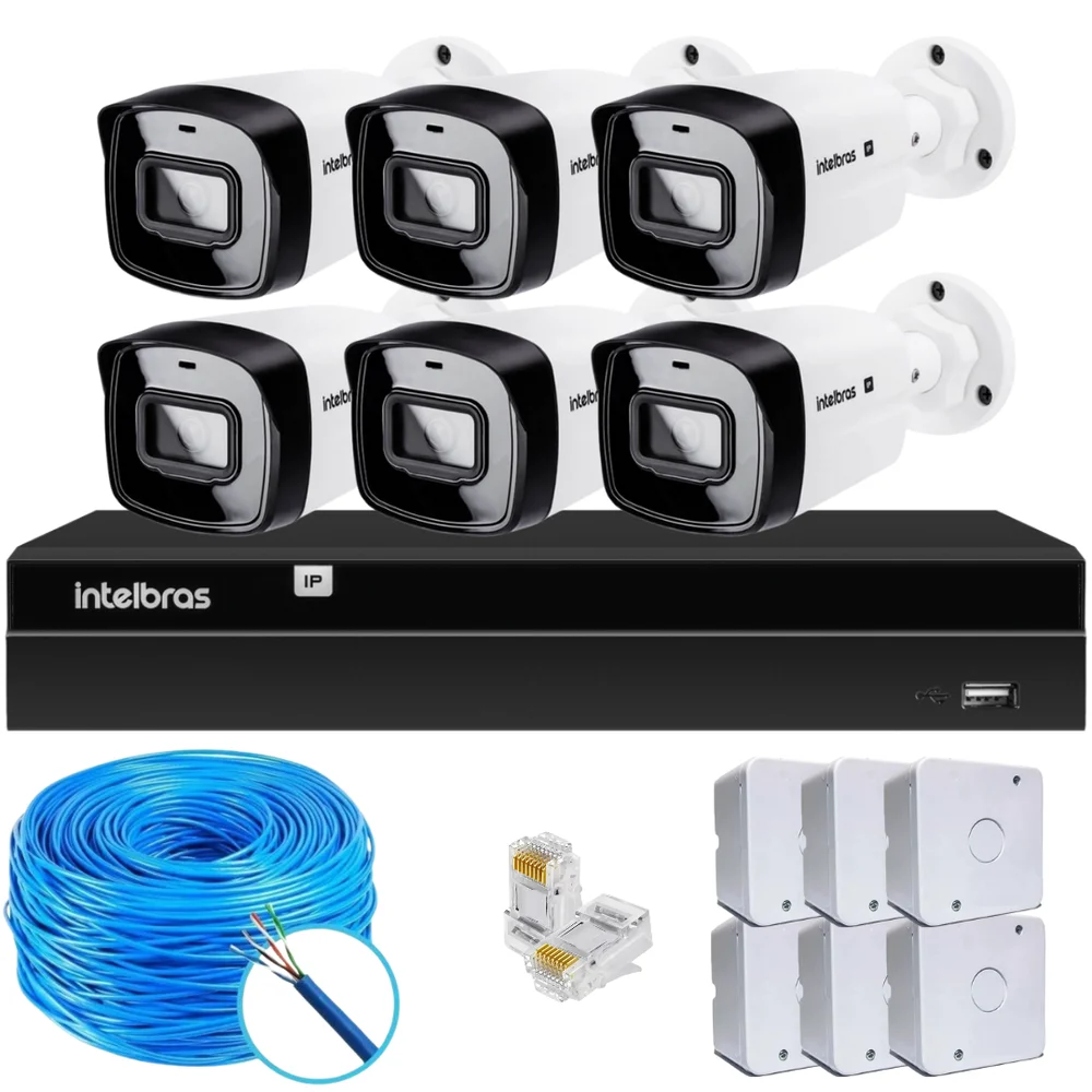 Kit Cftv 7 Câmeras Ip Intelbras Nvd 1408p S/hd