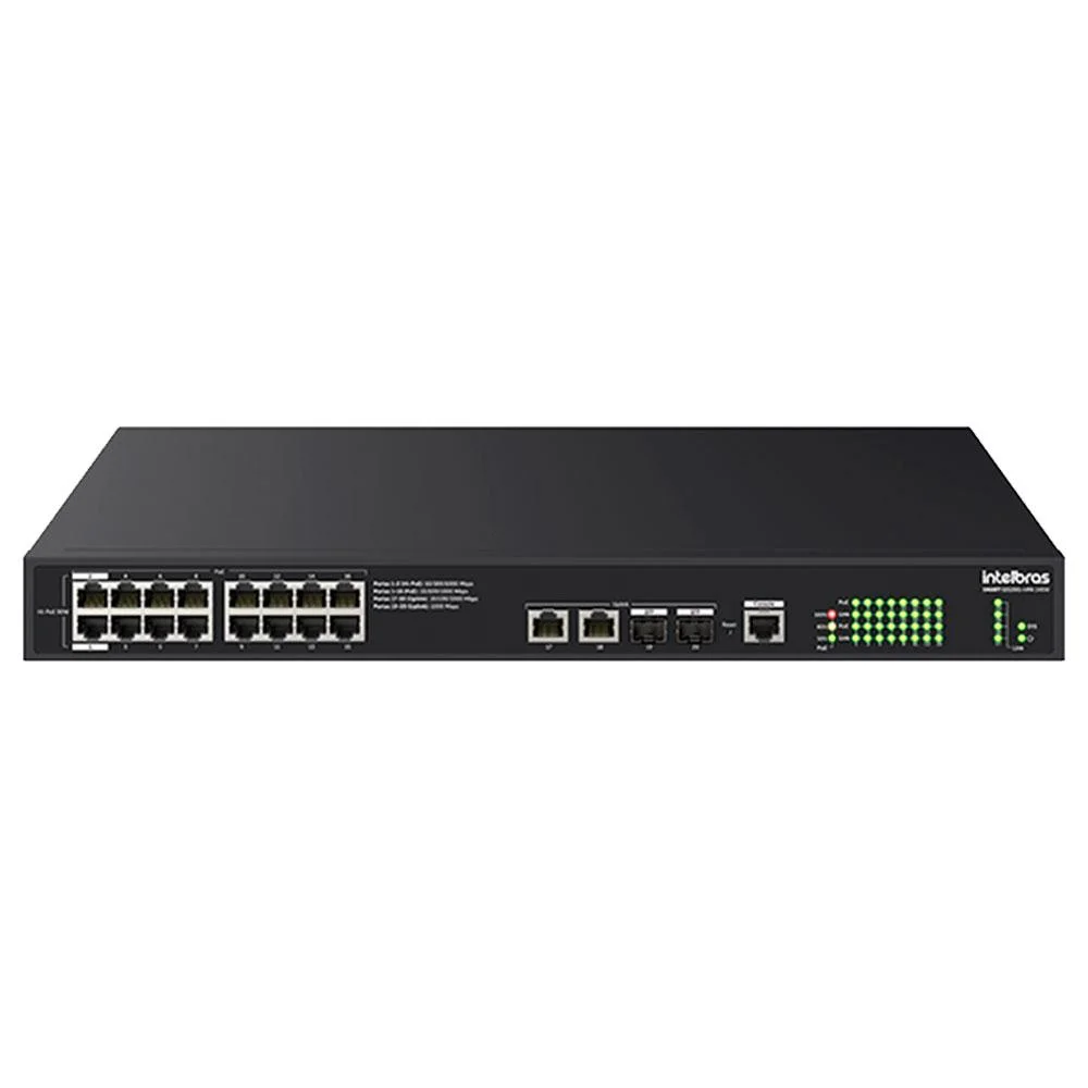 Switch Intelbras Smart 20p Gigabit Sendo 16 Poe+ E 2 Poe++ E 2 Portas Sfp S2120g-hpa 240w - 4760135