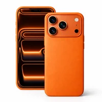 Capa Capinha Couro Sintético Magsafe Para Iphone 17 Pro Max Laranja