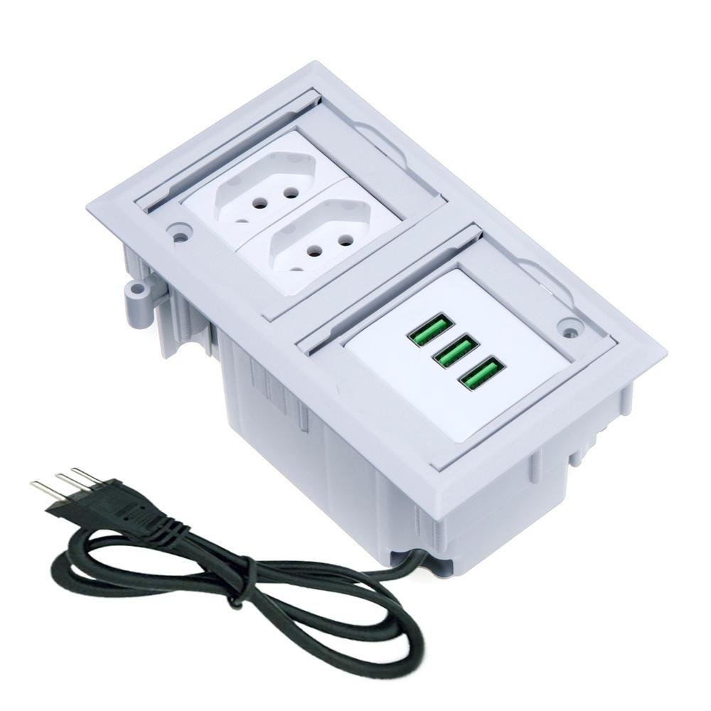 Caixa De Tomada Connect Caixa Tomada, 7 Blocos Embutir, 5 Tomadas, 20a 1 HDMI 1 Rj45