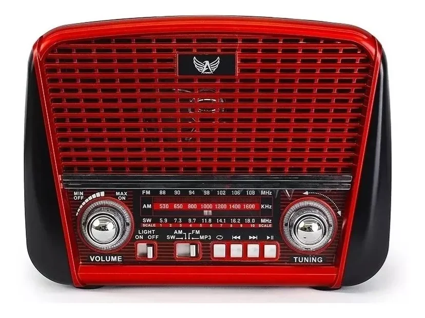Competindo Rádio Retro Lehmox Les-j107 Bluetooth Usb Sd Am Fm Sw Recarregável Vermelho-marrom